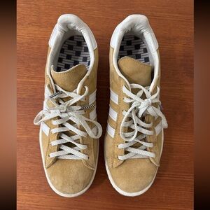 Adidas Camel Suede Sneakers with White Accents 80s Campus Mesa